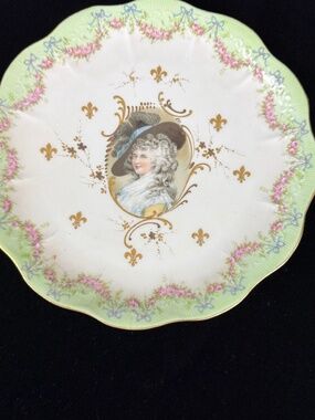 Antique Jean Pouyat Limoges Portrait Plate Gainsboroughs Georgiana Cavendish